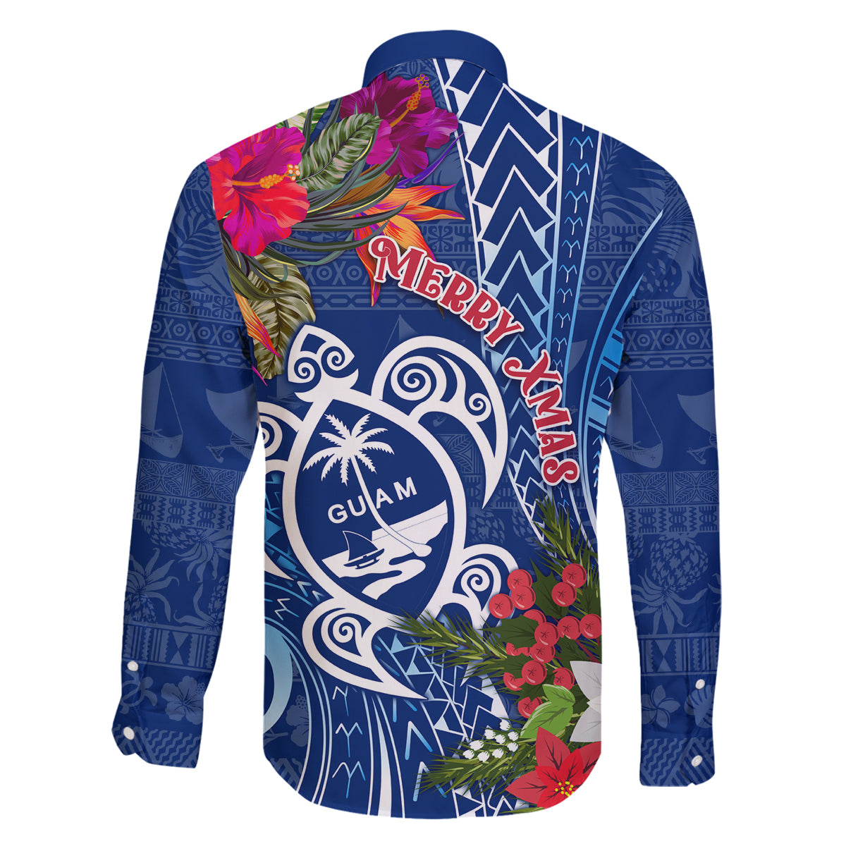 Guam Christmas Family Matching Puletasi Dress and Hawaiian Shirt Turtle Mix Tapa Felis Pasgua LT7 - Polynesian Pride