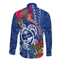 Guam Christmas Long Sleeve Button Shirt Turtle Mix Tapa Felis Pasgua LT7 - Polynesian Pride