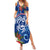 Guam Christmas Summer Maxi Dress Turtle Mix Tapa Felis Pasgua LT7 Women Blue - Polynesian Pride