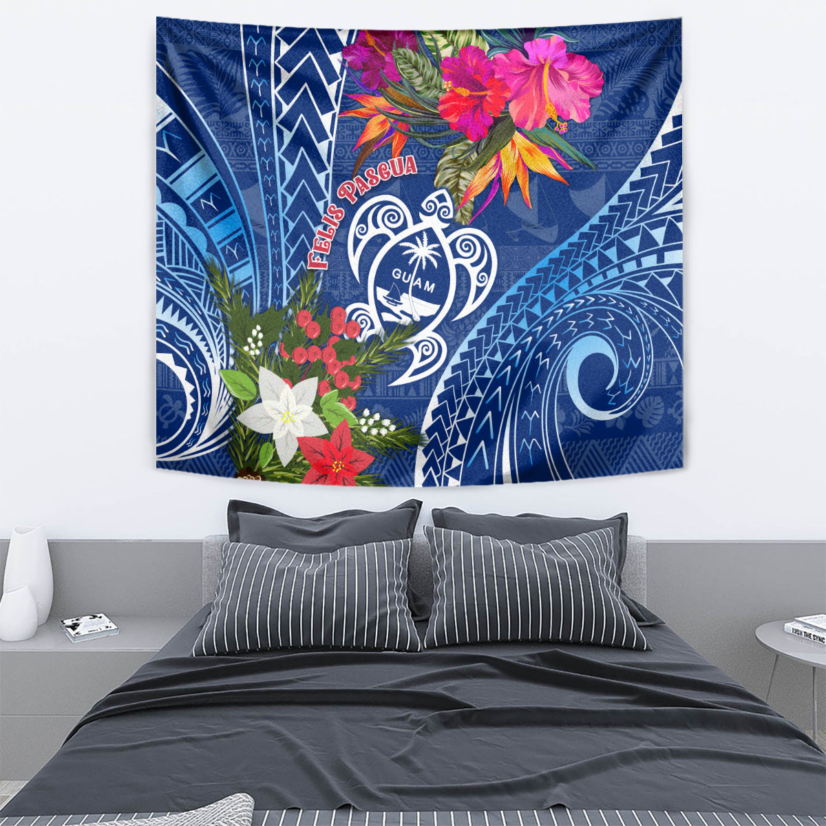 Guam Christmas Tapestry Turtle Mix Tapa Felis Pasgua LT7 - Polynesian Pride