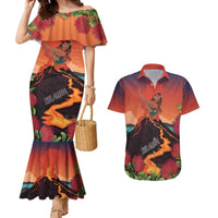 Hawaii Kilauea Volcano Couples Matching Mermaid Dress and Hawaiian Shirt Pele Goddess
