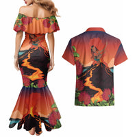Hawaii Kilauea Volcano Couples Matching Mermaid Dress and Hawaiian Shirt Pele Goddess