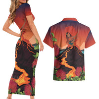 Hawaii Kilauea Volcano Couples Matching Short Sleeve Bodycon Dress and Hawaiian Shirt Pele Goddess