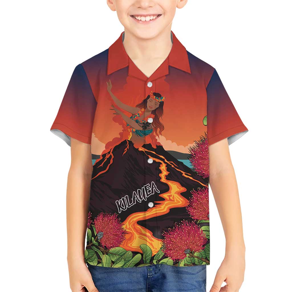 Hawaii Kilauea Volcano Family Matching Tank Maxi Dress and Hawaiian Shirt Pele Goddess
