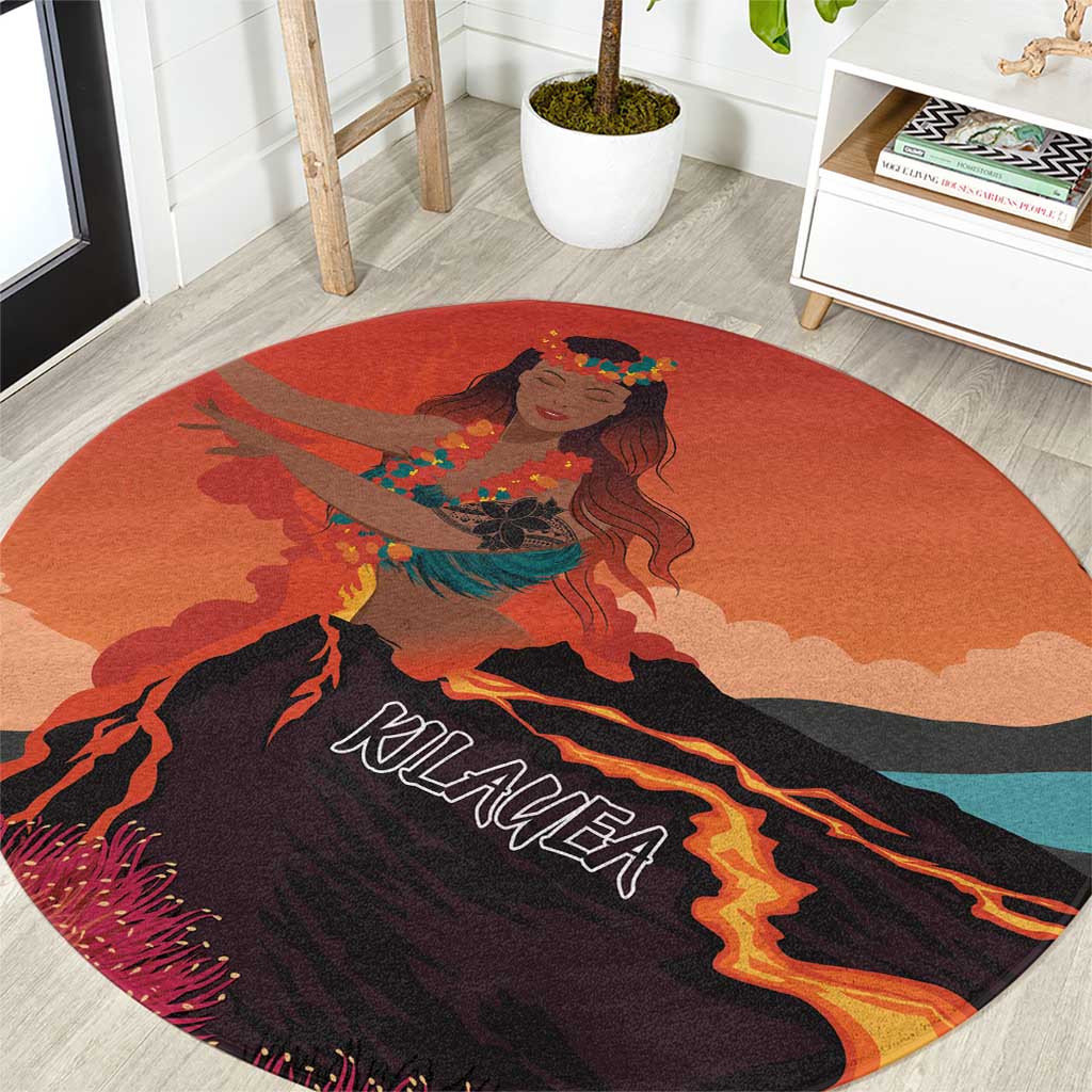 Hawaii Kilauea Volcano Round Carpet Pele Goddess LT7 Colorful - Polynesian Pride