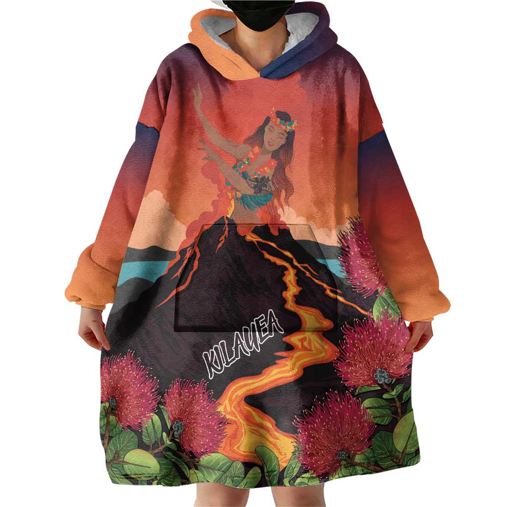 Hawaii Kilauea Volcano Wearable Blanket Hoodie Pele Goddess