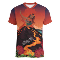 Hawaii Kilauea Volcano Women V-Neck T-Shirt Pele Goddess