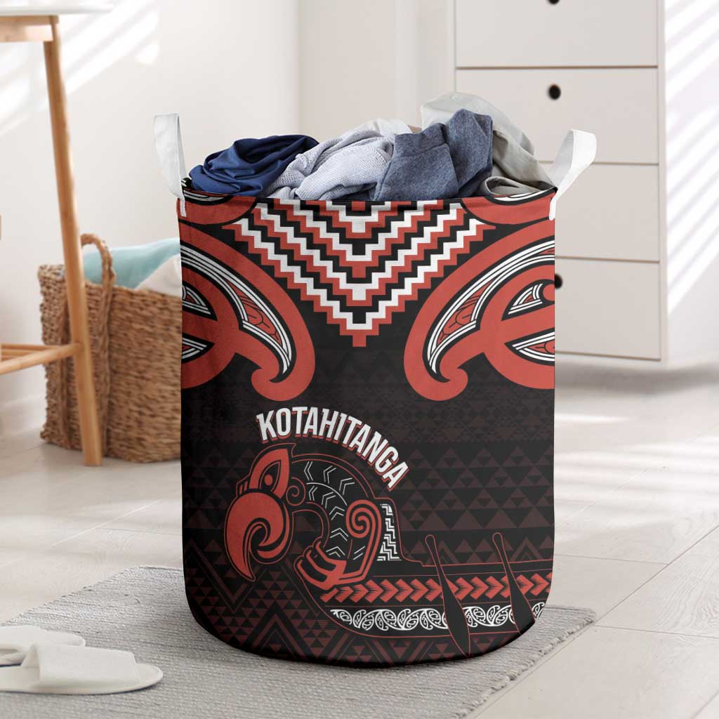 Maori Waitangi Laundry Basket Kotahitanga Poutama Mix Whakairo LT7 Black - Polynesian Pride