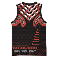 Maori Waitangi Basketball Jersey Kotahitanga Poutama Mix Whakairo - Polynesian Pride