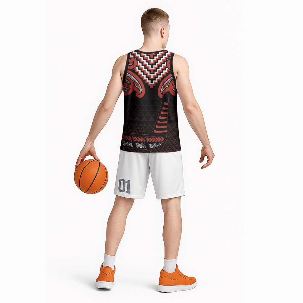 Maori Waitangi Basketball Jersey Kotahitanga Poutama Mix Whakairo - Polynesian Pride