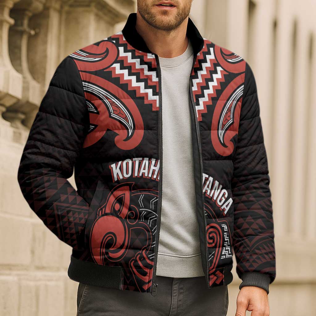 Maori Waitangi Bomber Puffer Jacket Kotahitanga Poutama Mix Whakairo - Polynesian Pride