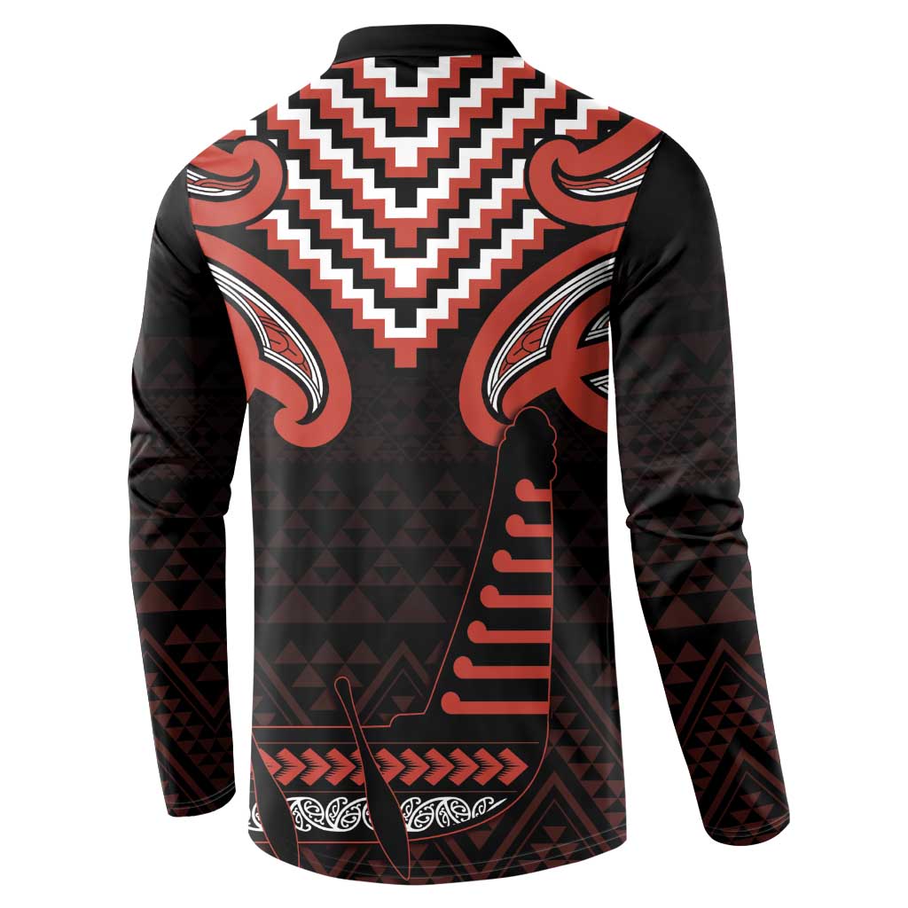 Maori Waitangi Button Sweatshirt Kotahitanga Poutama Mix Whakairo - Polynesian Pride