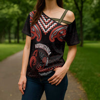 Maori Waitangi Cross Shoulder Shirt Kotahitanga Poutama Mix Whakairo - Polynesian Pride