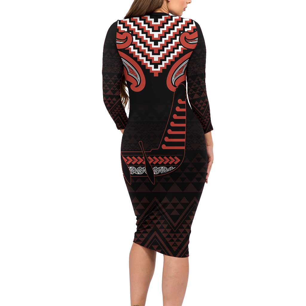 Maori Waitangi Family Matching Long Sleeve Bodycon Dress and Hawaiian Shirt Kotahitanga Poutama Mix Whakairo - Polynesian Pride