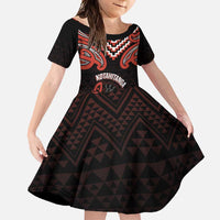 Maori Waitangi Family Matching Short Sleeve Bodycon Dress and Hawaiian Shirt Kotahitanga Poutama Mix Whakairo - Polynesian Pride