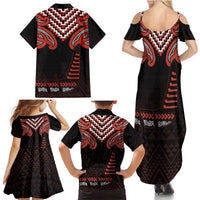 Maori Waitangi Family Matching Summer Maxi Dress and Hawaiian Shirt Kotahitanga Poutama Mix Whakairo - Polynesian Pride