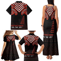 Maori Waitangi Family Matching Tank Maxi Dress and Hawaiian Shirt Kotahitanga Poutama Mix Whakairo - Polynesian Pride