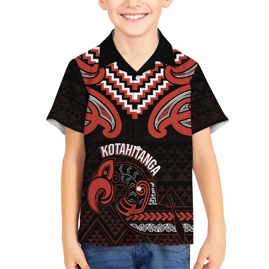 Maori Waitangi Kid Hawaiian Shirt Kotahitanga Poutama Mix Whakairo LT7 Kid Black - Polynesian Pride