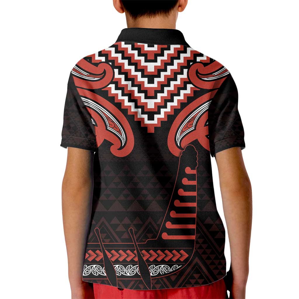 Maori Waitangi Kid Polo Shirt Kotahitanga Poutama Mix Whakairo - Polynesian Pride