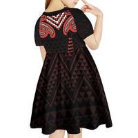 Maori Waitangi Kid Short Sleeve Dress Kotahitanga Poutama Mix Whakairo - Polynesian Pride