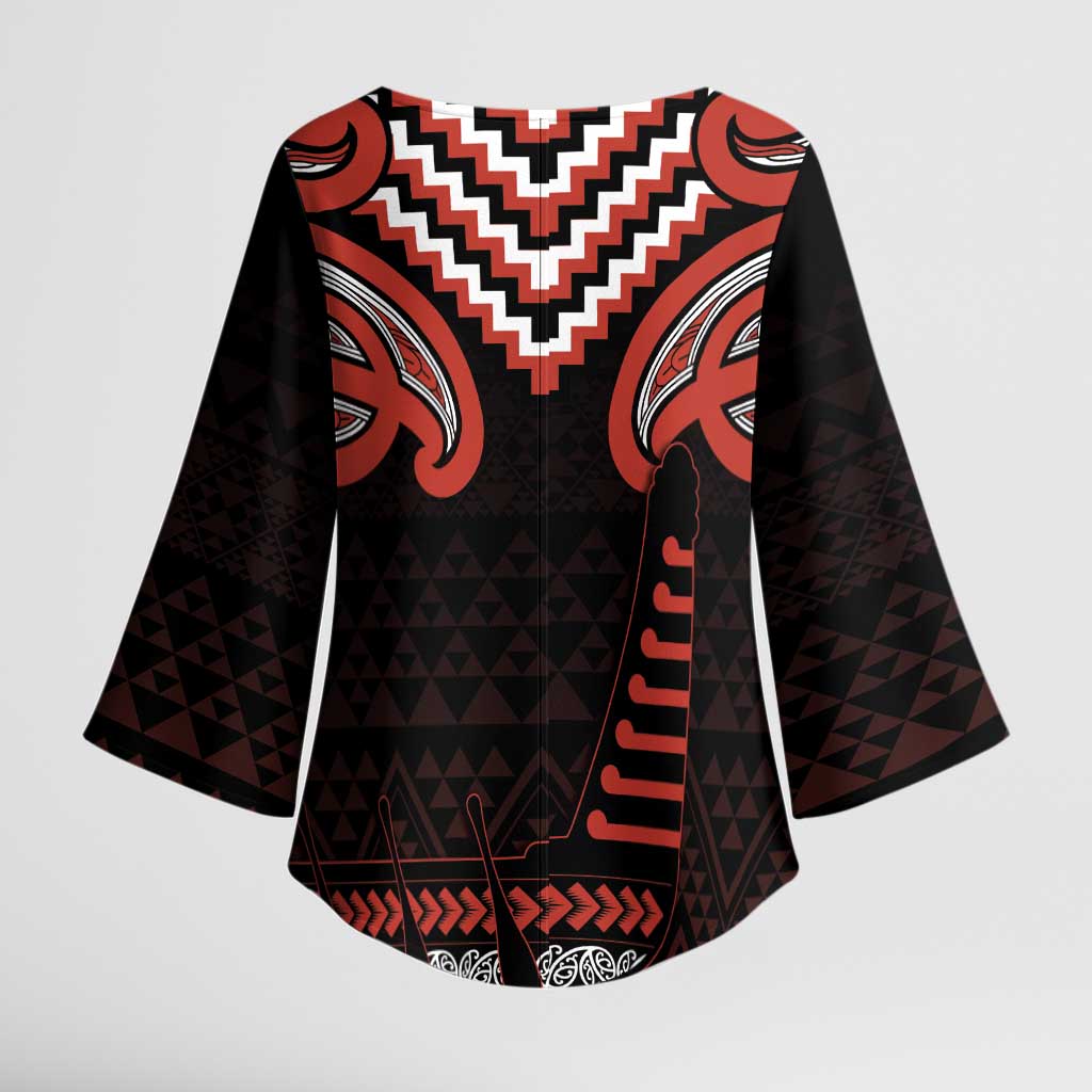 Maori Waitangi Kimono Sleeve Blouse Kotahitanga Poutama Mix Whakairo - Polynesian Pride