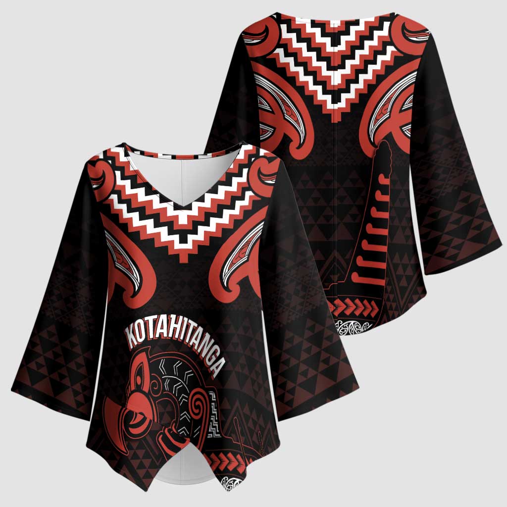 Maori Waitangi Kimono Sleeve Blouse Kotahitanga Poutama Mix Whakairo - Polynesian Pride
