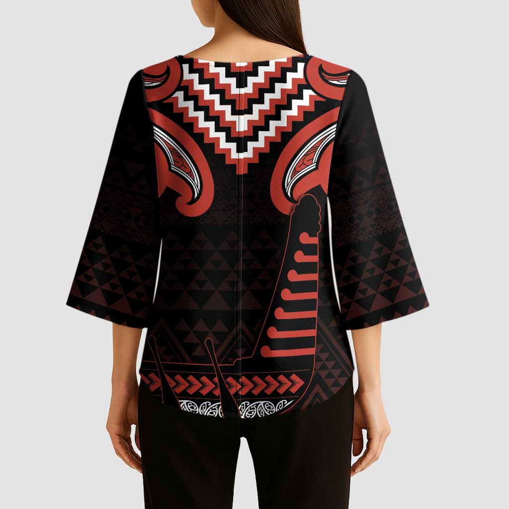 Maori Waitangi Kimono Sleeve Blouse Kotahitanga Poutama Mix Whakairo - Polynesian Pride