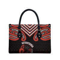 Maori Waitangi Leather Bag Kotahitanga Poutama Mix Whakairo - Polynesian Pride