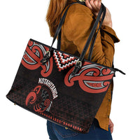 Maori Waitangi Leather Tote Bag Kotahitanga Poutama Mix Whakairo - Polynesian Pride