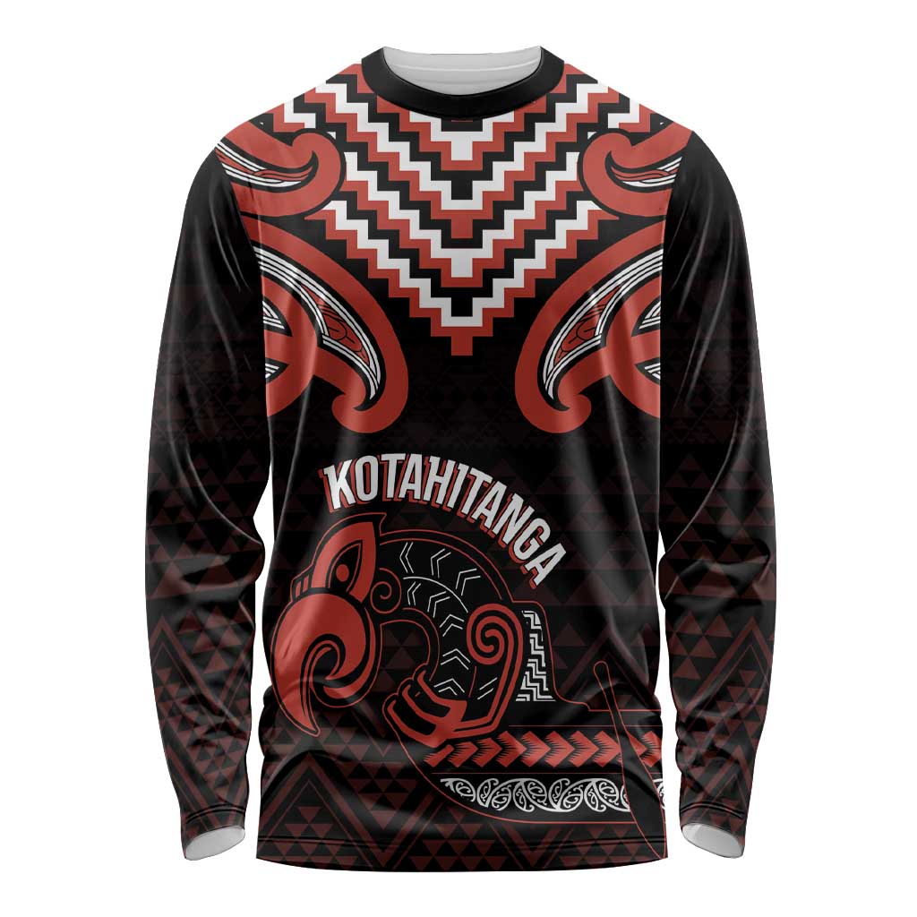 Maori Waitangi Long Sleeve Shirt Kotahitanga Poutama Mix Whakairo LT7 Unisex Black - Polynesian Pride