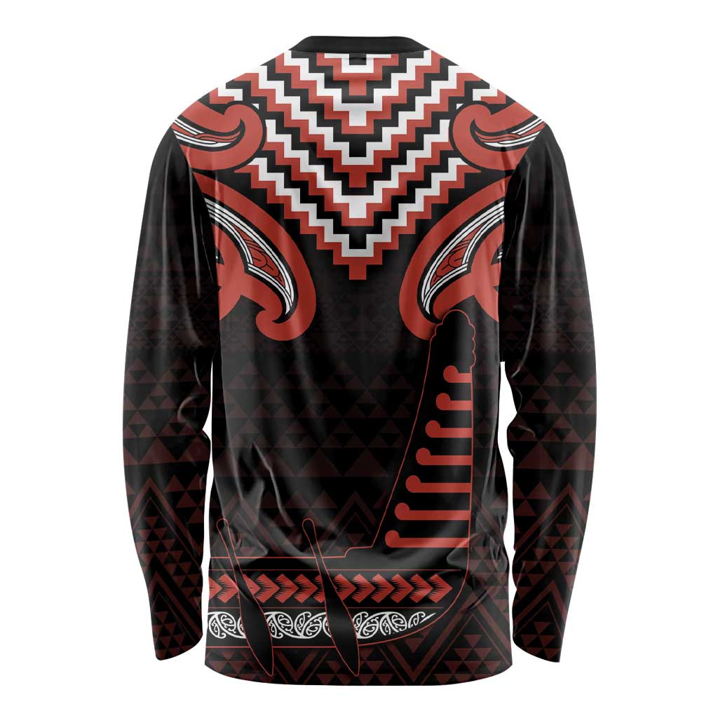 Maori Waitangi Long Sleeve Shirt Kotahitanga Poutama Mix Whakairo - Polynesian Pride