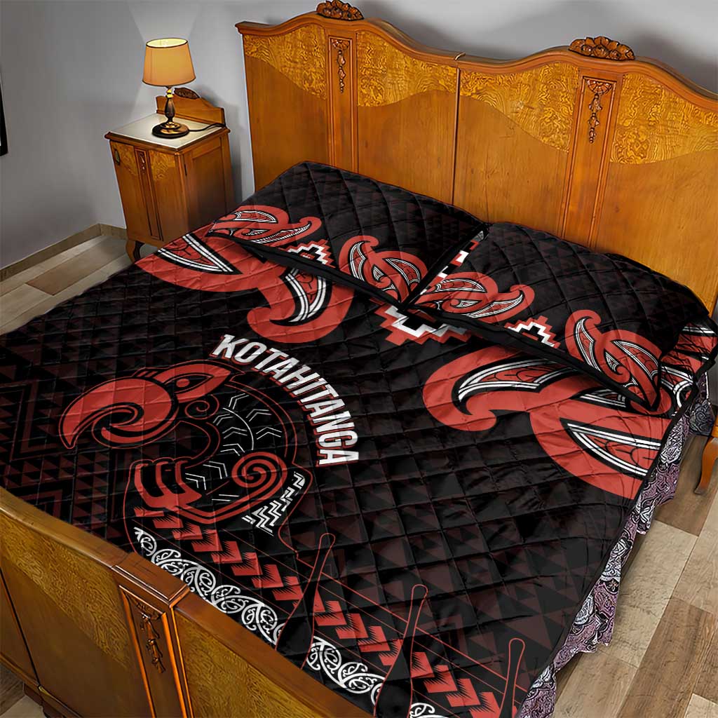 Maori Waitangi Quilt Bed Set Kotahitanga Poutama Mix Whakairo - Polynesian Pride