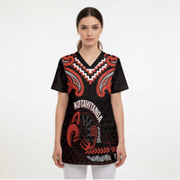 Maori Waitangi Scrub Top Kotahitanga Poutama Mix Whakairo - Polynesian Pride