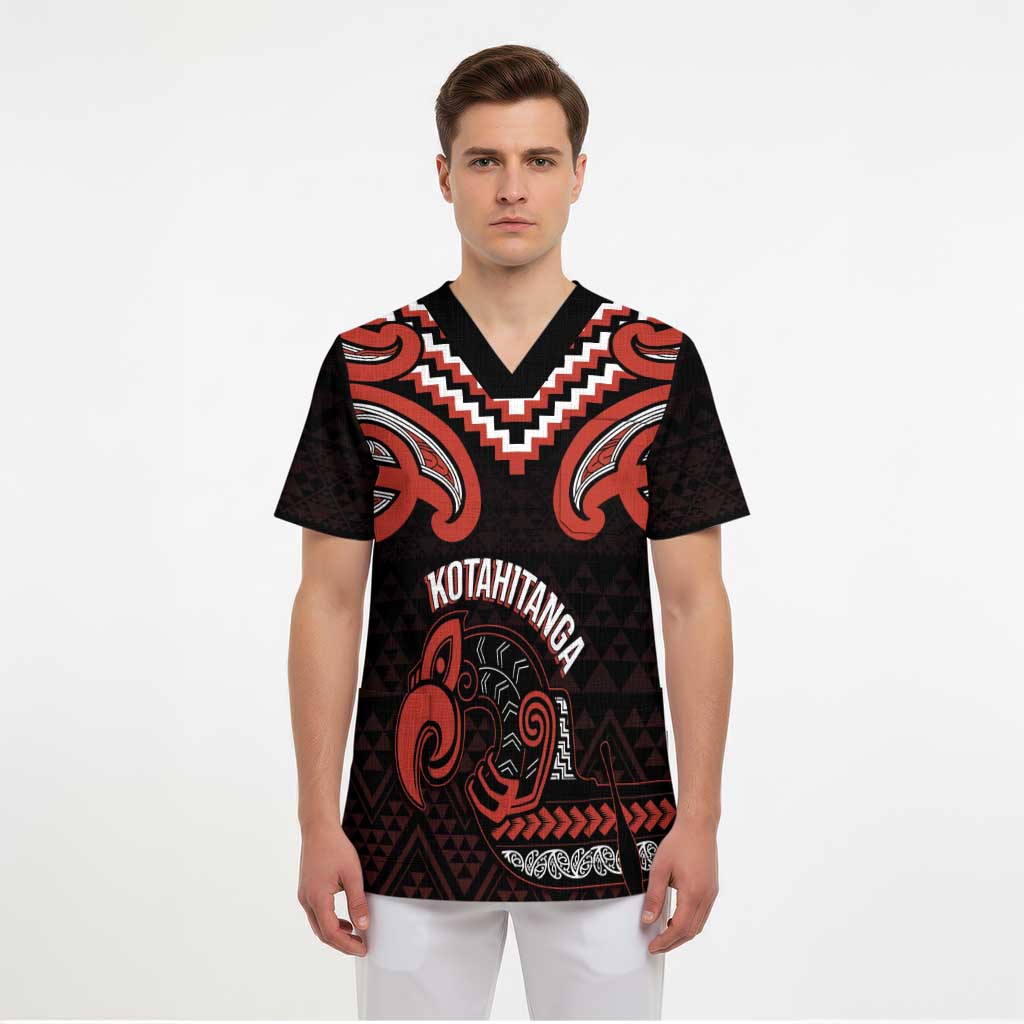 Maori Waitangi Scrub Top Kotahitanga Poutama Mix Whakairo - Polynesian Pride