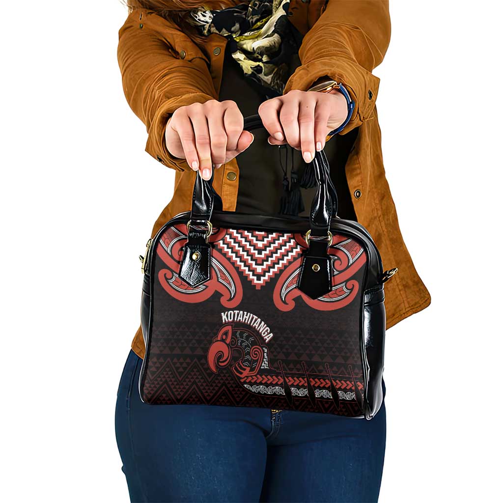 Maori Waitangi Shoulder Handbag Kotahitanga Poutama Mix Whakairo LT7 One Size Black - Polynesian Pride