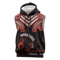 Maori Waitangi Sleeveless Zip Hoodie Kotahitanga Poutama Mix Whakairo - Polynesian Pride