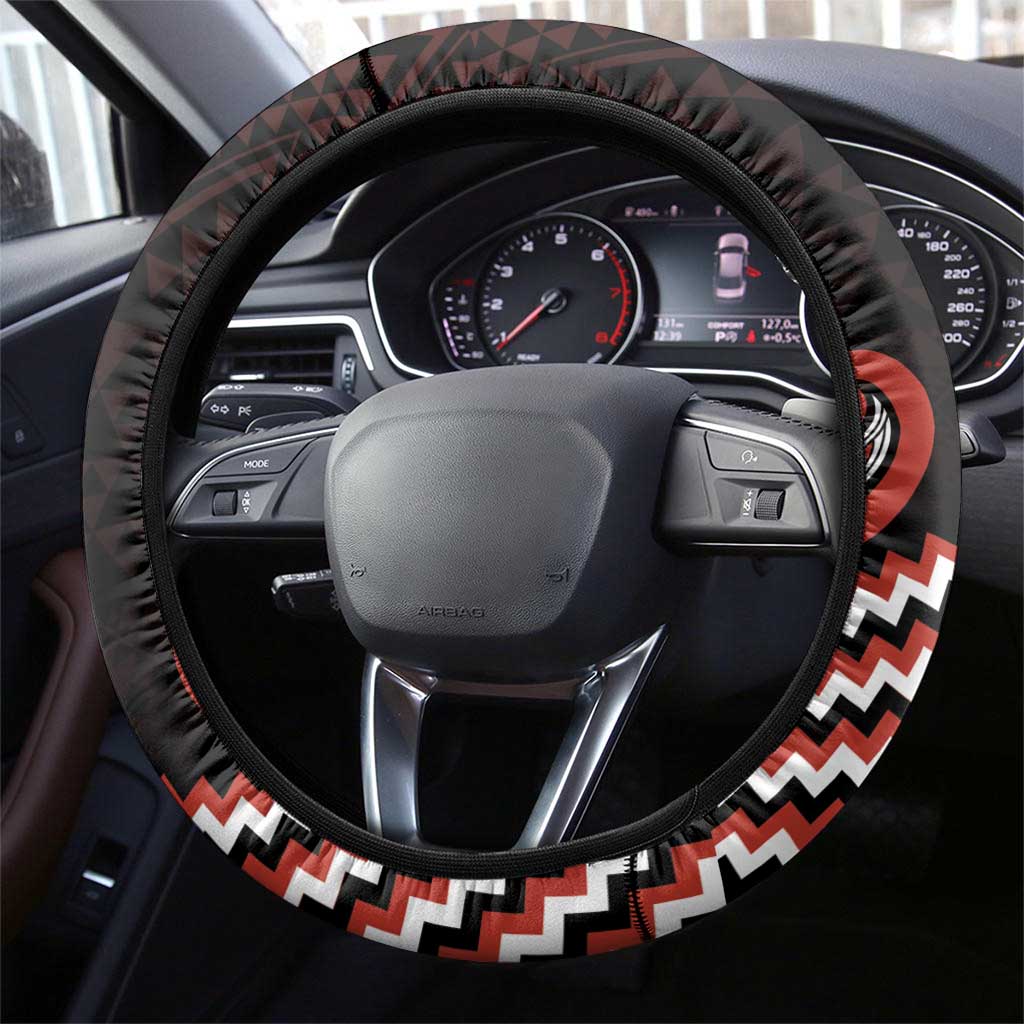 Maori Waitangi Steering Wheel Cover Kotahitanga Poutama Mix Whakairo - Polynesian Pride