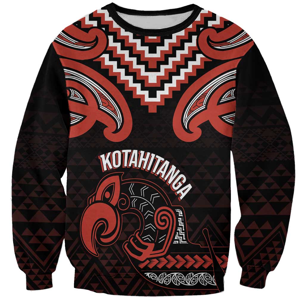 Maori Waitangi Sweatshirt Kotahitanga Poutama Mix Whakairo LT7 Unisex Black - Polynesian Pride