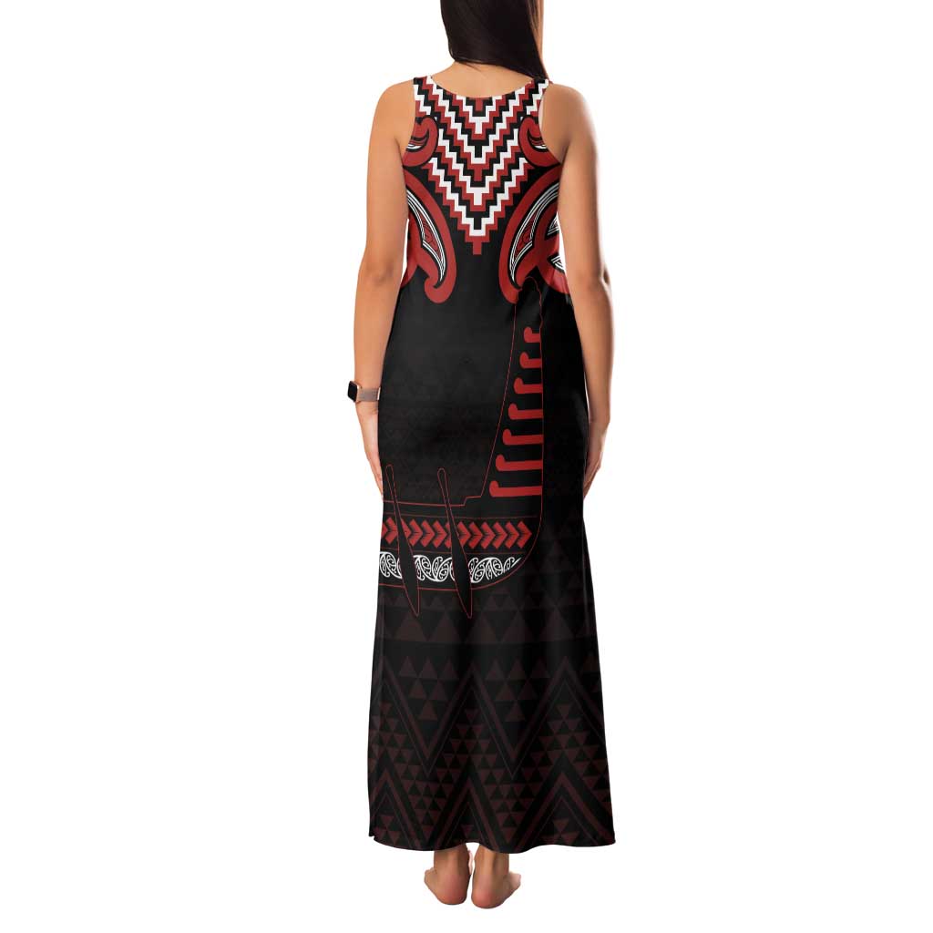 Maori Waitangi Tank Maxi Dress Kotahitanga Poutama Mix Whakairo - Polynesian Pride
