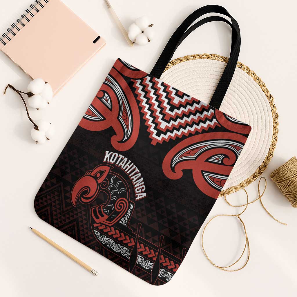 Maori Waitangi Tote Bag Kotahitanga Poutama Mix Whakairo LT7 Black Strap One Size Black - Polynesian Pride