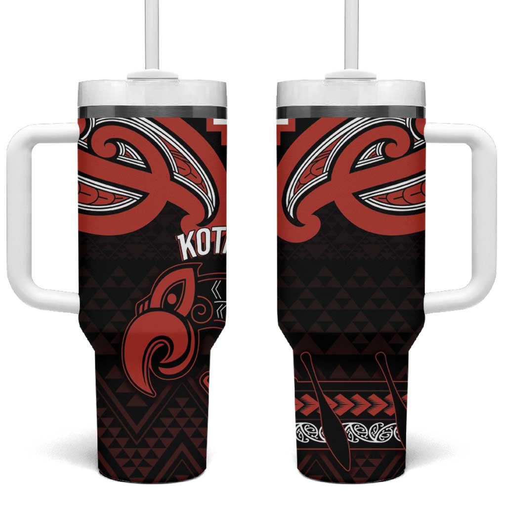 Maori Waitangi Tumbler With Handle Kotahitanga Poutama Mix Whakairo LT7 One Size: 40 oz Black - Polynesian Pride