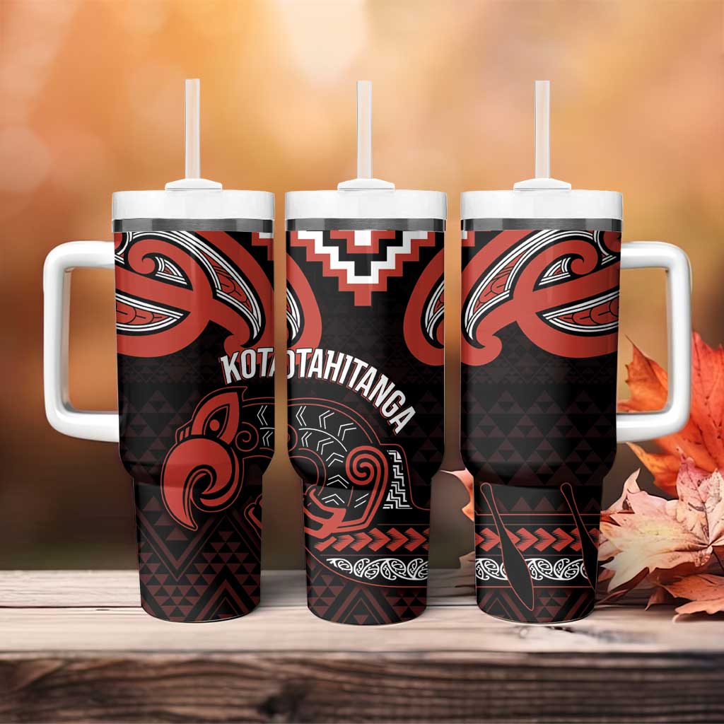 Maori Waitangi Tumbler With Handle Kotahitanga Poutama Mix Whakairo - Polynesian Pride