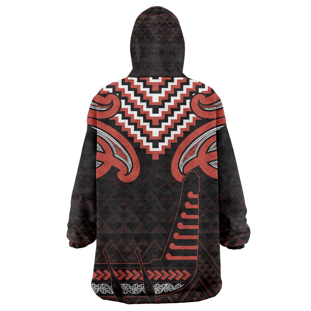 Maori Waitangi Wearable Blanket Hoodie Kotahitanga Poutama Mix Whakairo - Polynesian Pride