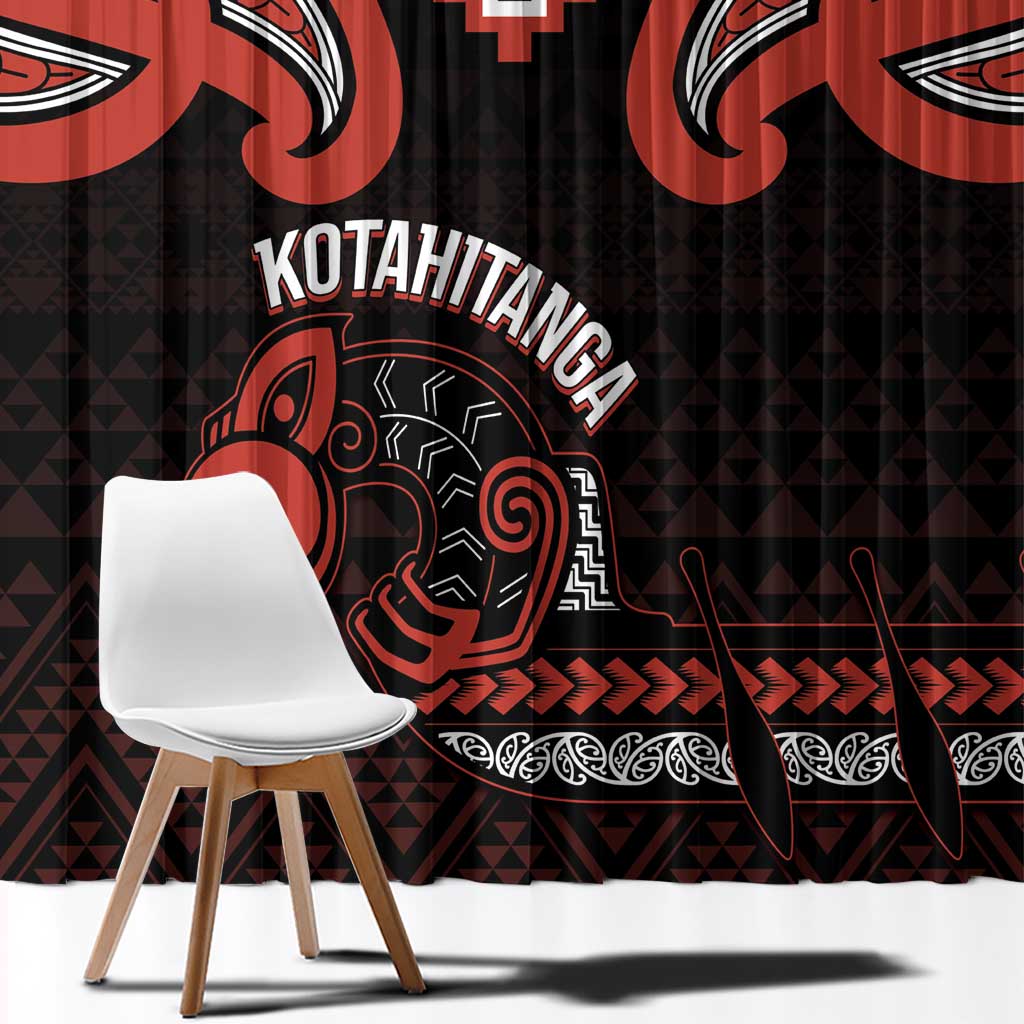 Maori Waitangi Window Curtain Kotahitanga Poutama Mix Whakairo - Polynesian Pride