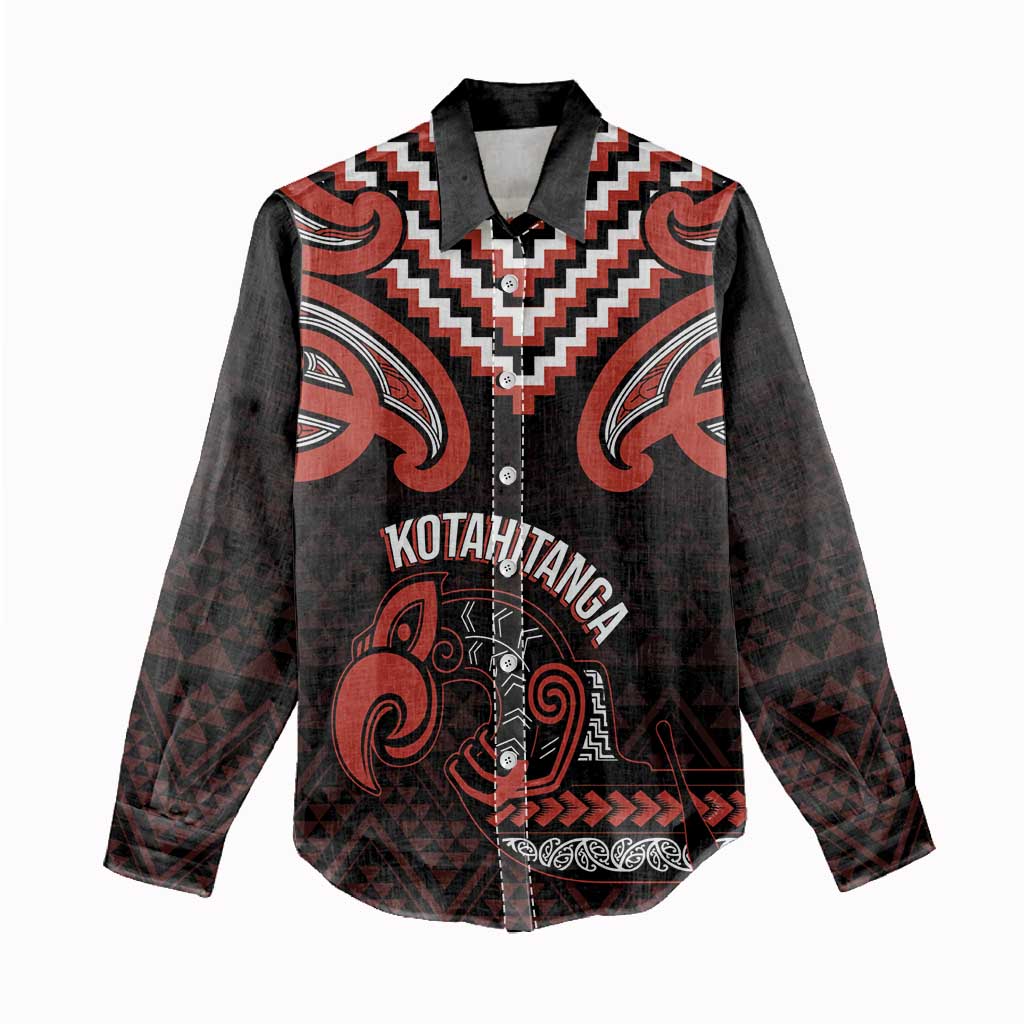 Maori Waitangi Women Casual Shirt Kotahitanga Poutama Mix Whakairo - Polynesian Pride
