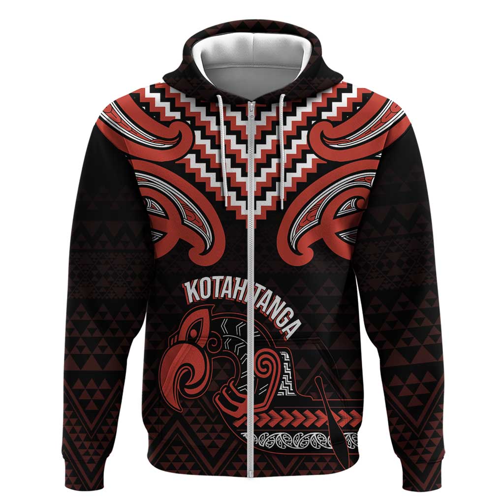 Maori Waitangi Zip Hoodie Kotahitanga Poutama Mix Whakairo LT7 Zip Hoodie Black - Polynesian Pride