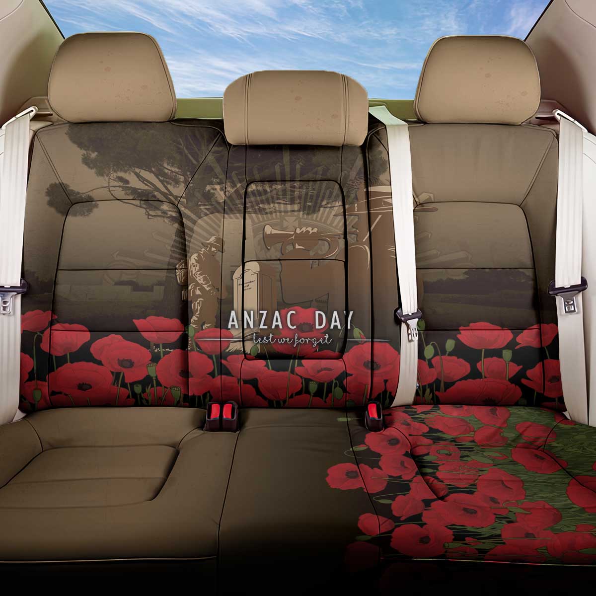 Australia - New Zealand ANZAC Lone Pine Back Car Seat Cover The Last Post