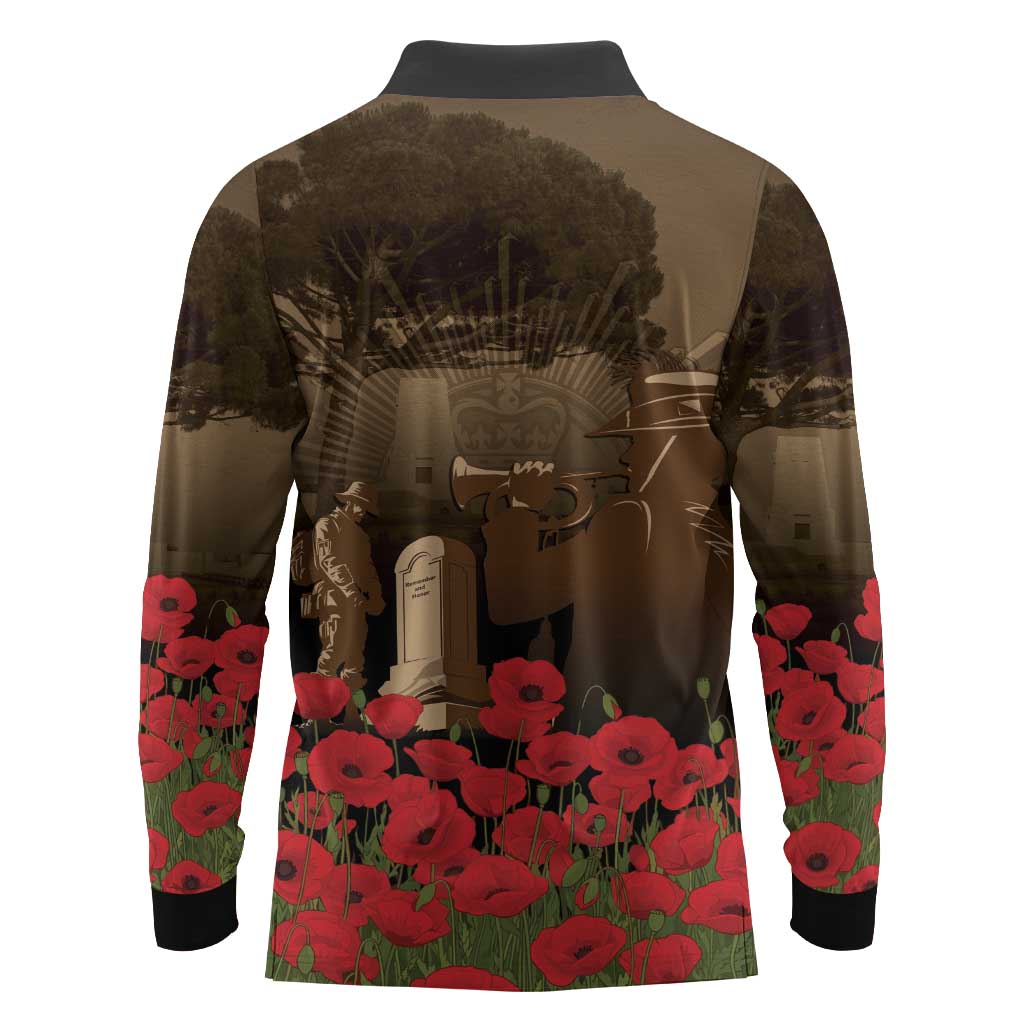 Australia - New Zealand ANZAC Lone Pine Long Sleeve Polo Shirt The Last Post