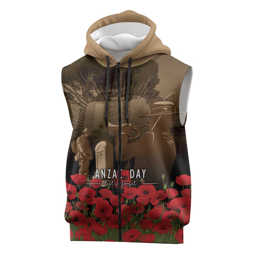 Australia - New Zealand ANZAC Lone Pine Sleeveless Zip Hoodie The Last Post