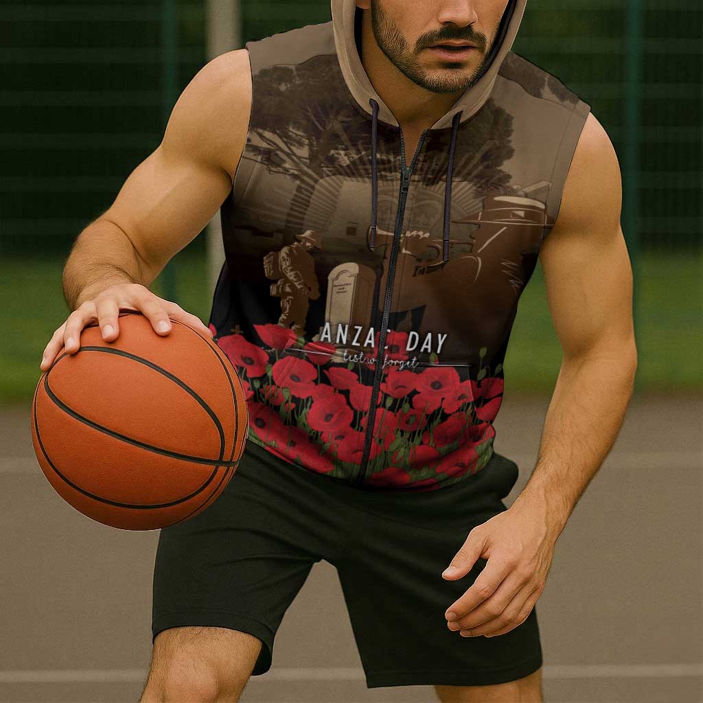 Australia - New Zealand ANZAC Lone Pine Sleeveless Zip Hoodie The Last Post